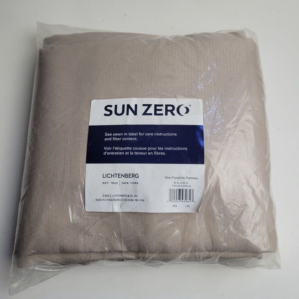 NEW No. Sun Zero Grommet Single Curtain Panel Color Linen 52 x 95 #BT1
